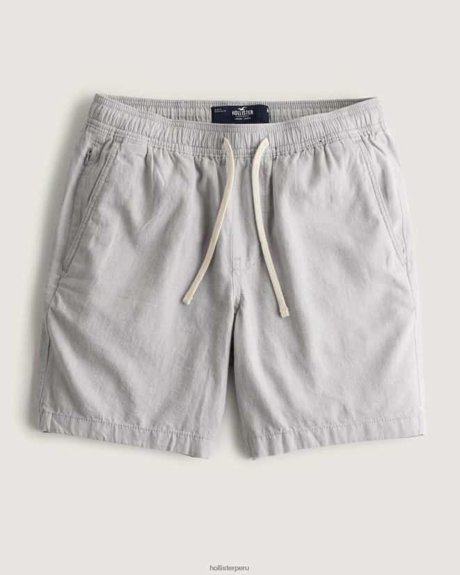 educación física Hollister shorts jogger de mezcla de lino 7'' gris claro 086N621106 hombres fondos