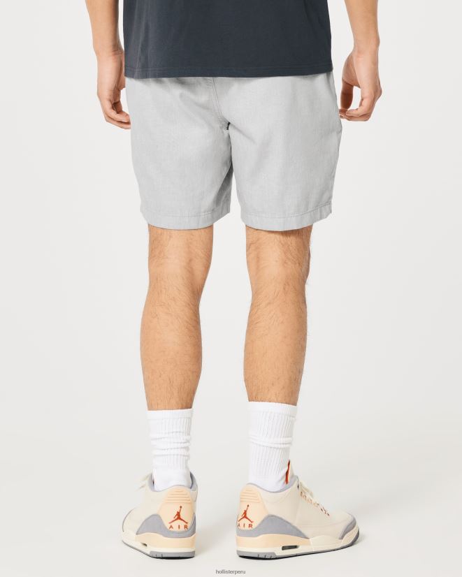 educación física Hollister shorts jogger de mezcla de lino 7\'\' gris claro 086N621106 hombres fondos