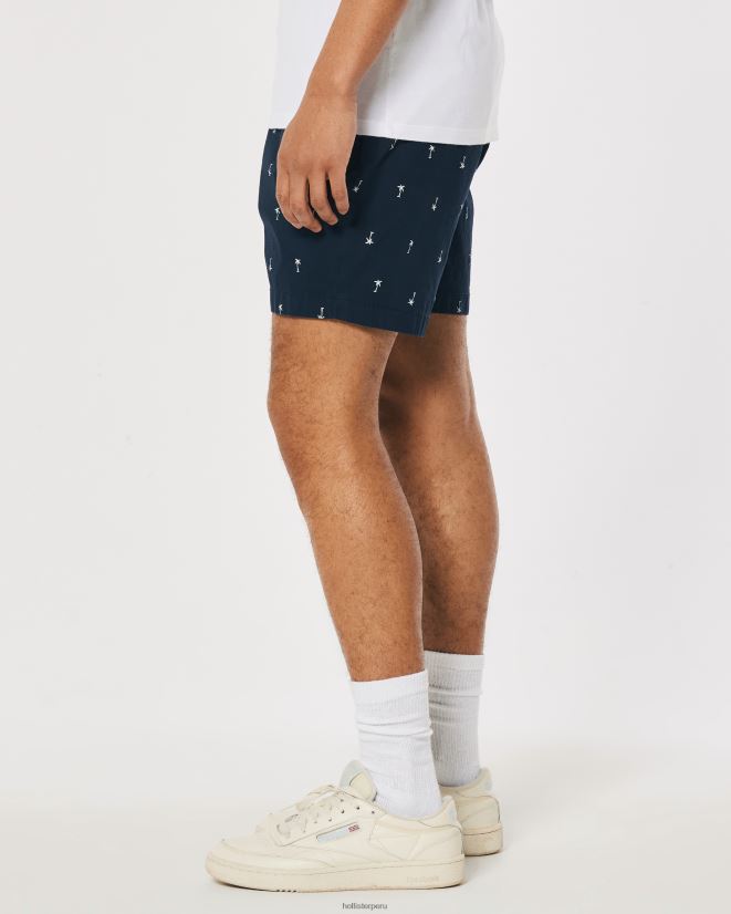 educación física Hollister shorts jogger de popelina con estampado de palmeras 7\'\' estampado azul marino 086N621394 hombres fondos