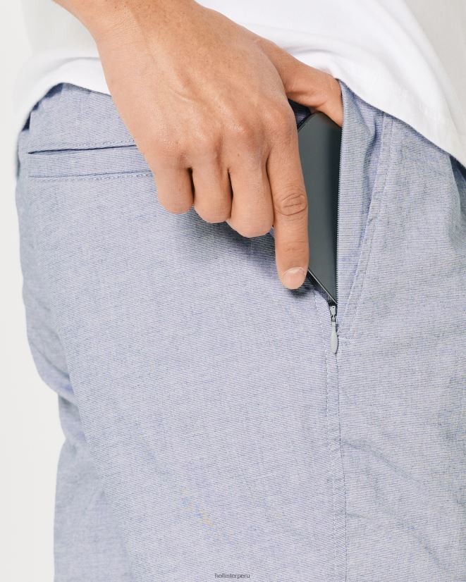 educación física Hollister shorts jogger de sarga con microrayas 5\'\' microraya azul 086N621178 hombres fondos