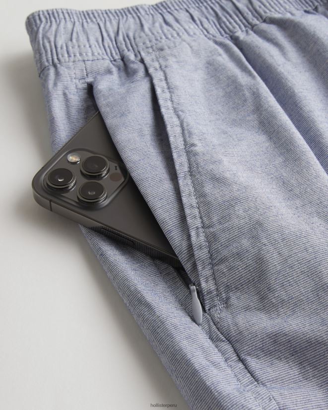 educación física Hollister shorts jogger de sarga con microrayas 5\'\' microraya azul 086N621178 hombres fondos