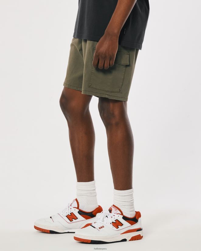 educación física Hollister shorts tipo jogger cargo de sarga 7\'\' aceituna 086N621246 hombres fondos