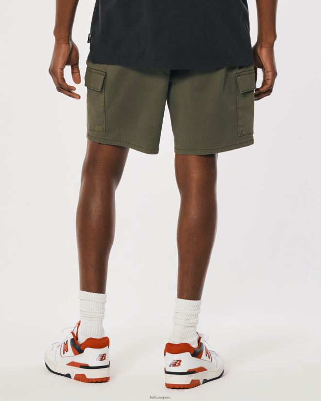 educación física Hollister shorts tipo jogger cargo de sarga 7\'\' aceituna 086N621246 hombres fondos