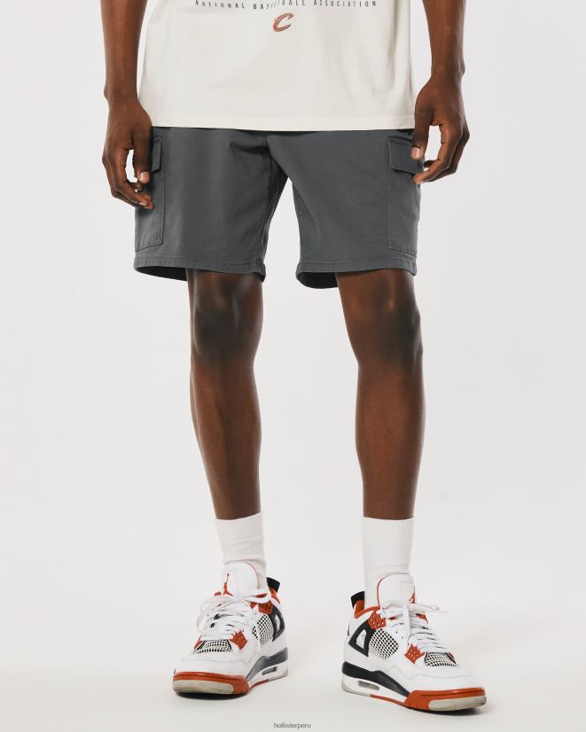 educación física Hollister shorts tipo jogger cargo de sarga 7\'\' gris oscuro 086N621104 hombres fondos