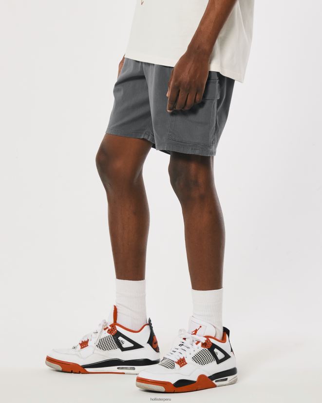 educación física Hollister shorts tipo jogger cargo de sarga 7\'\' gris oscuro 086N621104 hombres fondos