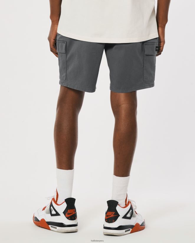 educación física Hollister shorts tipo jogger cargo de sarga 7\'\' gris oscuro 086N621104 hombres fondos