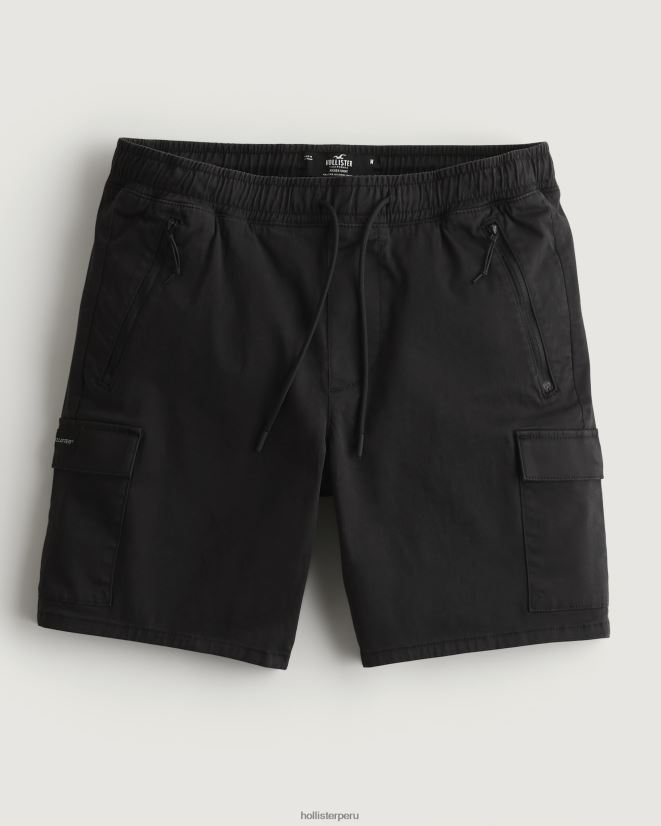 educación física Hollister shorts tipo jogger cargo de sarga 7'' negro 086N621105 hombres fondos
