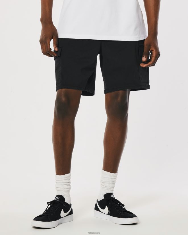 educación física Hollister shorts tipo jogger cargo de sarga 7\'\' negro 086N621105 hombres fondos