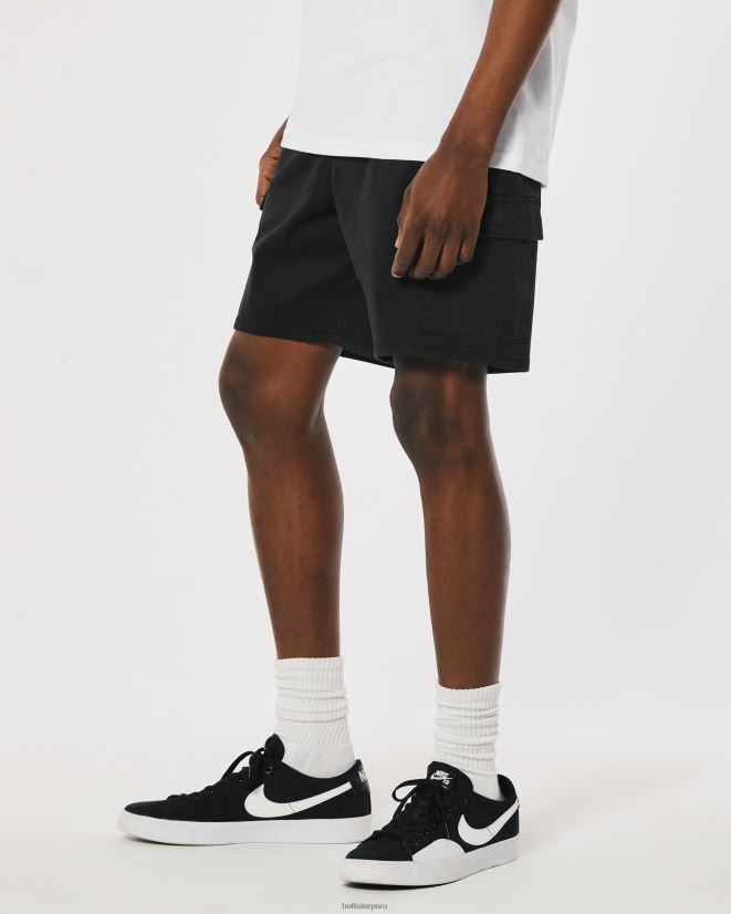 educación física Hollister shorts tipo jogger cargo de sarga 7\'\' negro 086N621105 hombres fondos