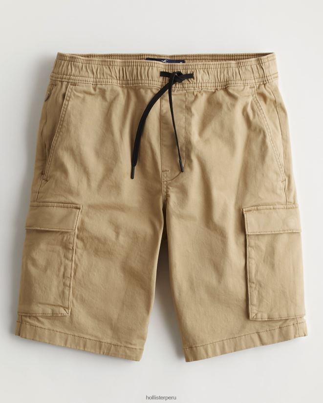 educación física Hollister shorts tipo jogger cargo de sarga 9'' caqui claro 086N621387 hombres fondos