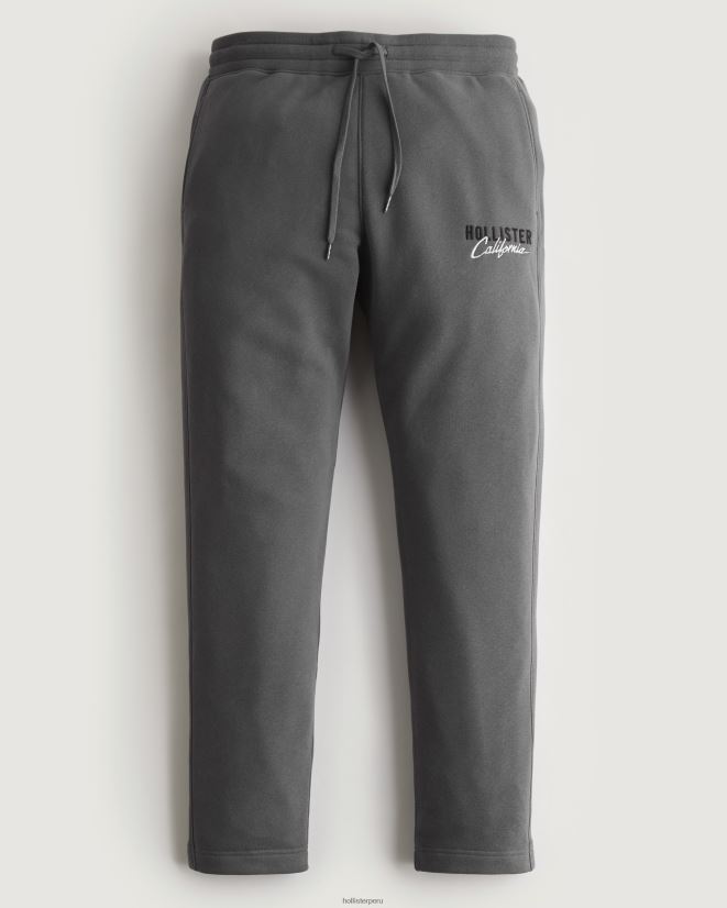 educación física Hollister pantalones de chándal rectos con logo bordado gris oscuro 086N621356 hombres fondos