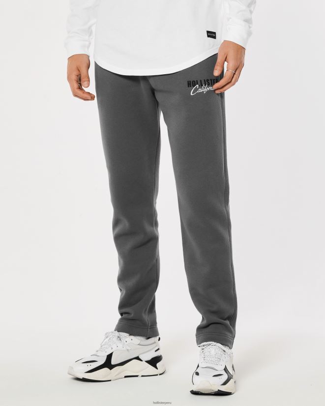 educación física Hollister pantalones de chándal rectos con logo bordado gris oscuro 086N621356 hombres fondos