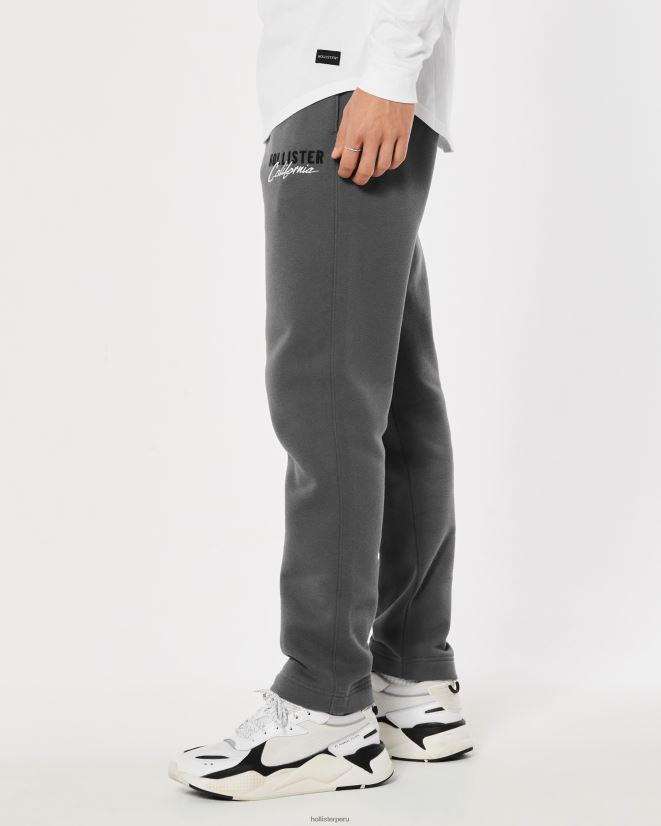 educación física Hollister pantalones de chándal rectos con logo bordado gris oscuro 086N621356 hombres fondos