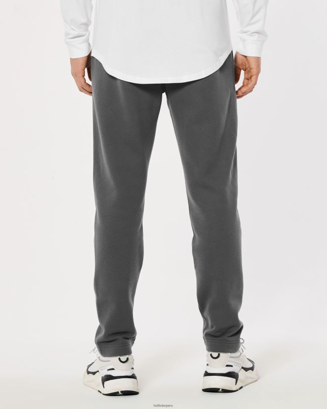 educación física Hollister pantalones de chándal rectos con logo bordado gris oscuro 086N621356 hombres fondos