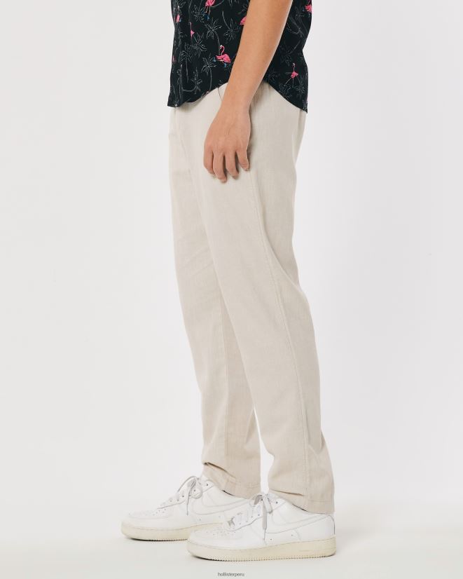 educación física Hollister pantalones ajustados de mezcla de lino bronceado jaspeado claro 086N621383 hombres fondos