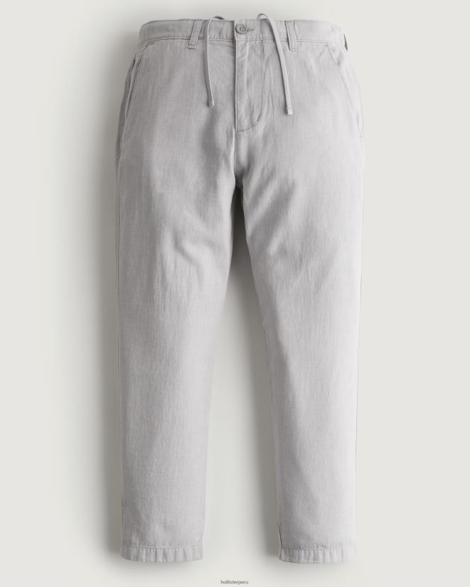 educación física Hollister pantalones ajustados de mezcla de lino gris jaspeado claro 086N621380 hombres fondos