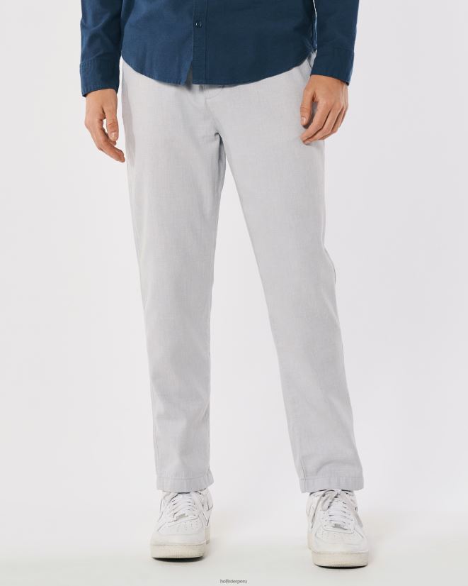 educación física Hollister pantalones ajustados de mezcla de lino gris jaspeado claro 086N621380 hombres fondos