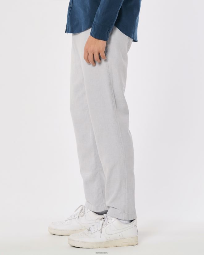 educación física Hollister pantalones ajustados de mezcla de lino gris jaspeado claro 086N621380 hombres fondos