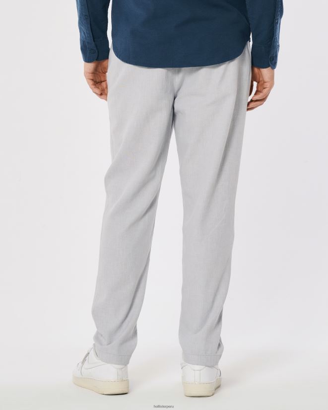 educación física Hollister pantalones ajustados de mezcla de lino gris jaspeado claro 086N621380 hombres fondos
