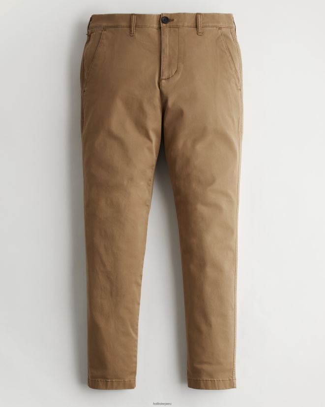 educación física Hollister pantalones chinos ajustados atléticos caqui oscuro 086N621190 hombres fondos