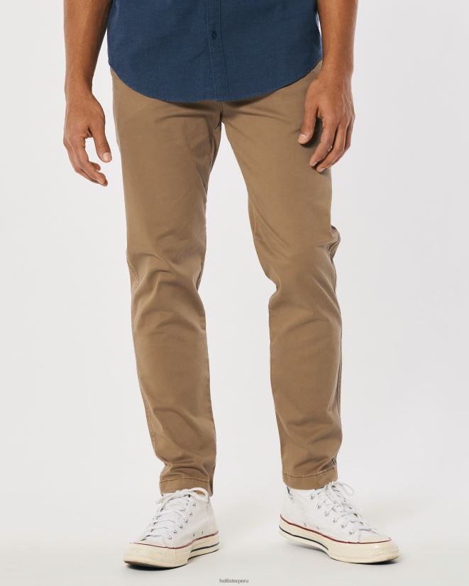 educación física Hollister pantalones chinos ajustados atléticos caqui oscuro 086N621190 hombres fondos