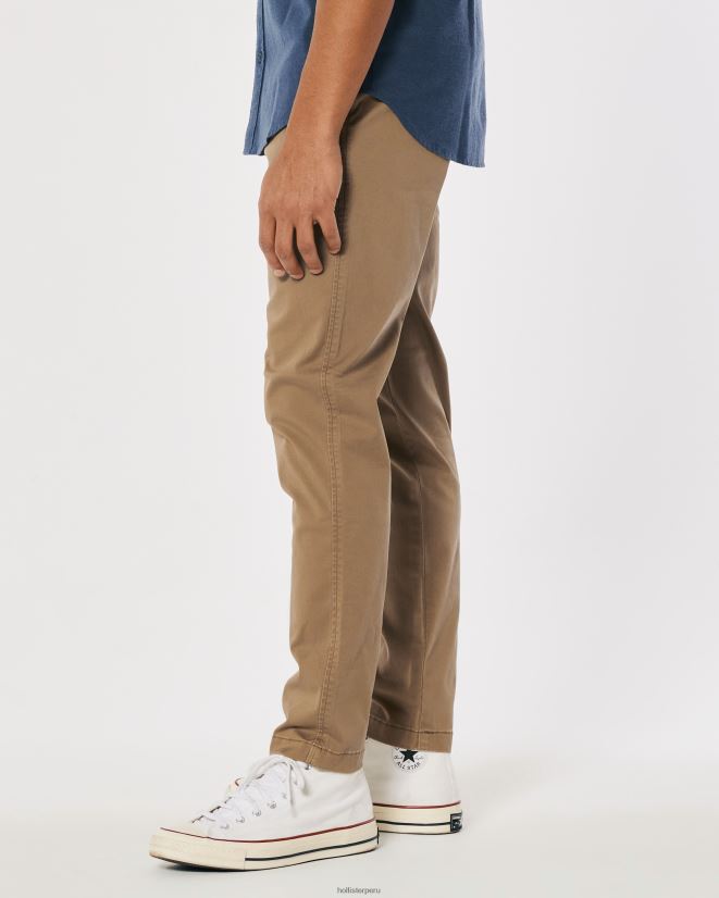 educación física Hollister pantalones chinos ajustados atléticos caqui oscuro 086N621190 hombres fondos
