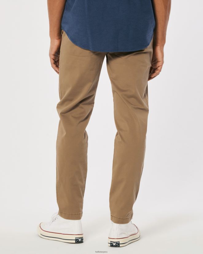 educación física Hollister pantalones chinos ajustados atléticos caqui oscuro 086N621190 hombres fondos