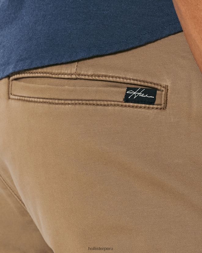 educación física Hollister pantalones chinos ajustados atléticos caqui oscuro 086N621190 hombres fondos