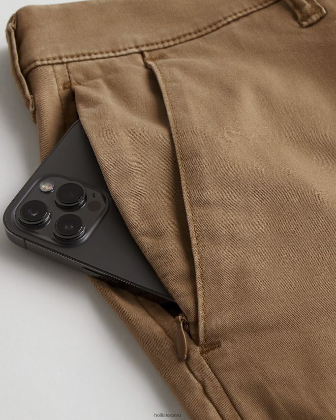 educación física Hollister pantalones chinos ajustados atléticos caqui oscuro 086N621190 hombres fondos