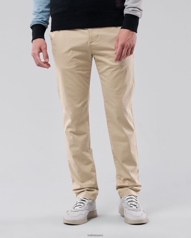 educación física Hollister pantalones chinos ajustados caqui claro 086N621158 hombres fondos