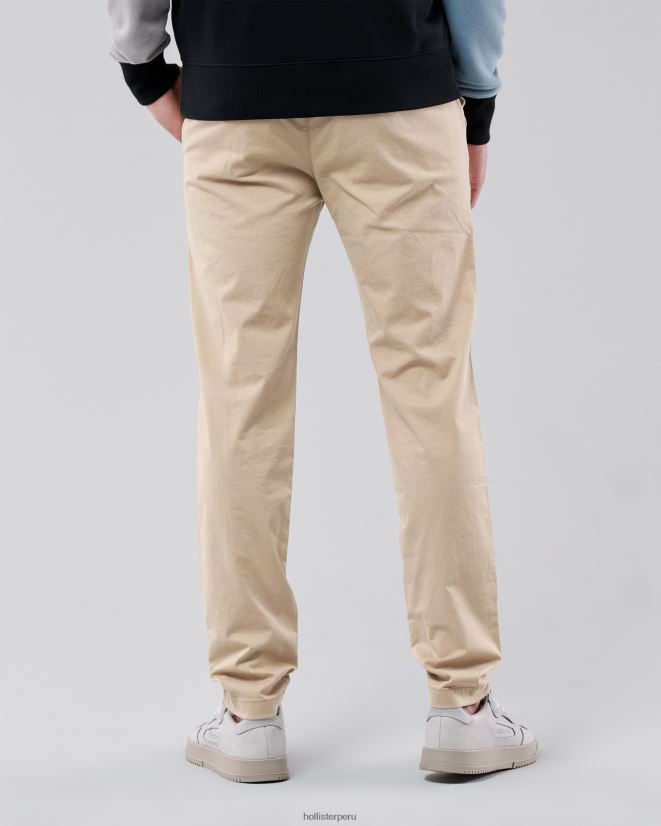 educación física Hollister pantalones chinos ajustados caqui claro 086N621158 hombres fondos