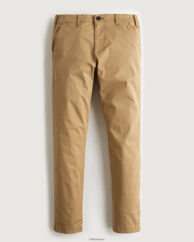 educación física Hollister pantalones chinos ajustados caqui oscuro 086N621151 hombres fondos