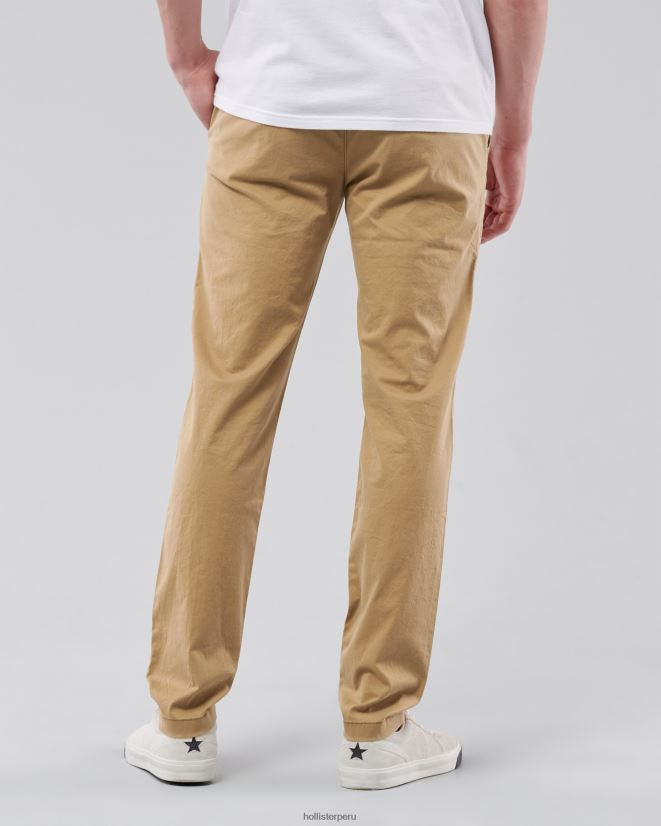 educación física Hollister pantalones chinos ajustados caqui oscuro 086N621151 hombres fondos