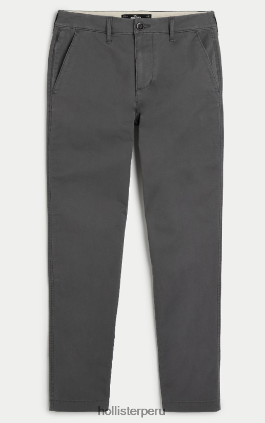 educación física Hollister pantalones chinos ajustados gris oscuro 086N621278 hombres fondos