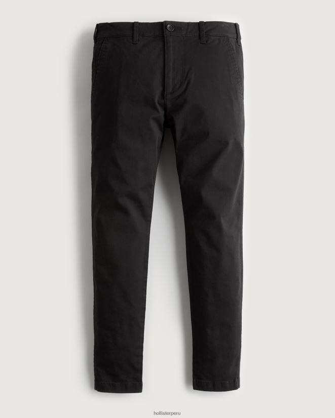educación física Hollister pantalones chinos ajustados negro con botón negro 086N621155 hombres fondos