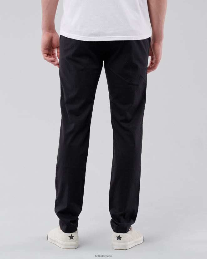 educación física Hollister pantalones chinos ajustados negro con botón negro 086N621155 hombres fondos
