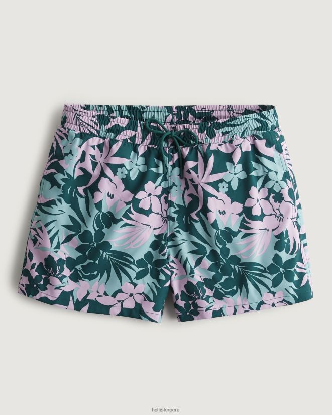 educación física Hollister bañador gilly hicks 5'' verde azulado oscuro floral 086N621398 hombres fondos