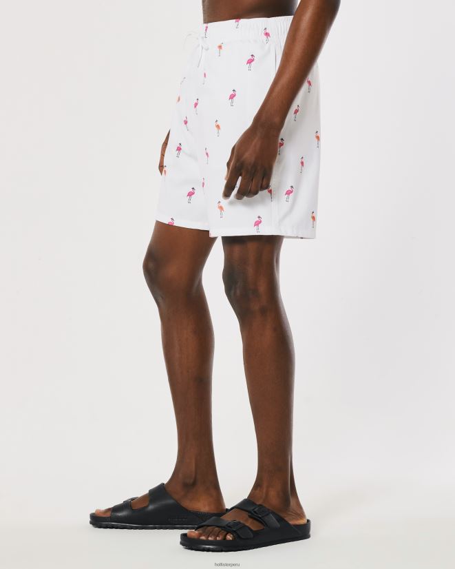 educación física Hollister traje de baño de guardia 7\'\' impresión en blanco 086N621400 hombres fondos