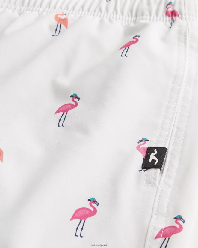 educación física Hollister traje de baño de guardia 7\'\' impresión en blanco 086N621400 hombres fondos