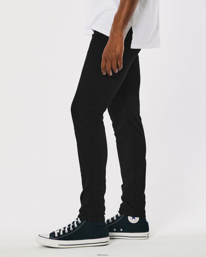 educación física Hollister jeans negros súper ajustados que no se desvanecen sin desvanecimiento negro 086N621180 hombres fondos