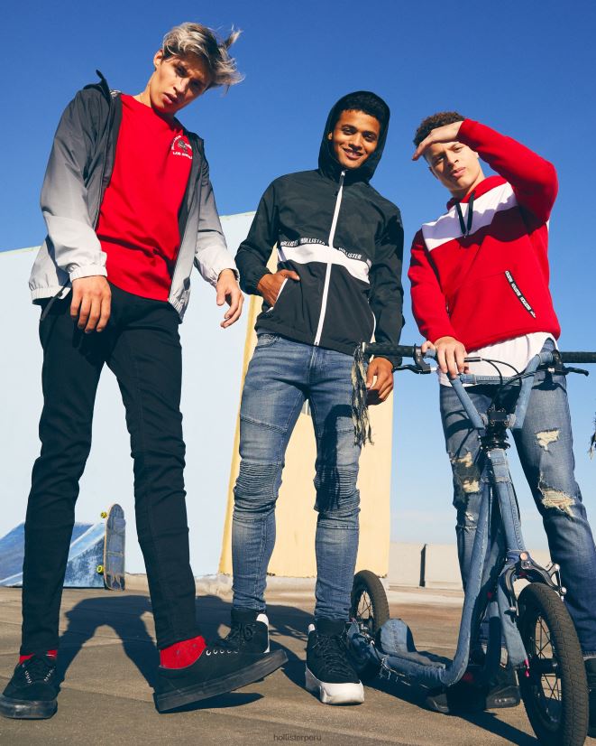 educación física Hollister jeans negros súper ajustados que no se desvanecen sin desvanecimiento negro 086N621180 hombres fondos