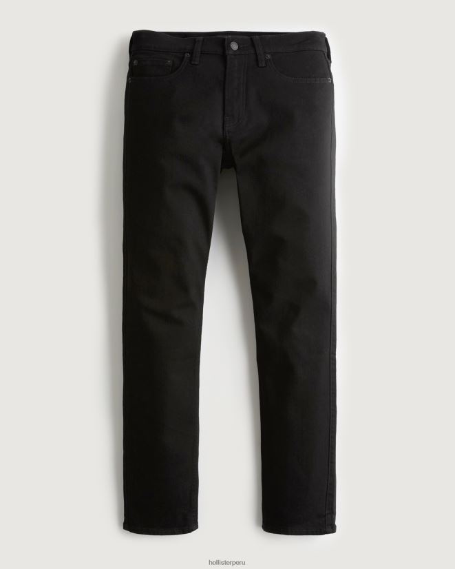 educación física Hollister jeans rectos slim sin decoloración negros sin desvanecimiento negro 086N621153 hombres fondos