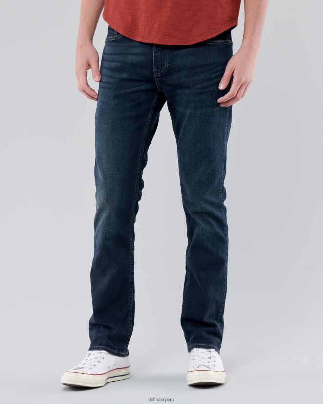 educación física Hollister jeans rectos slim sin decoloración negros sin desvanecimiento negro 086N621153 hombres fondos