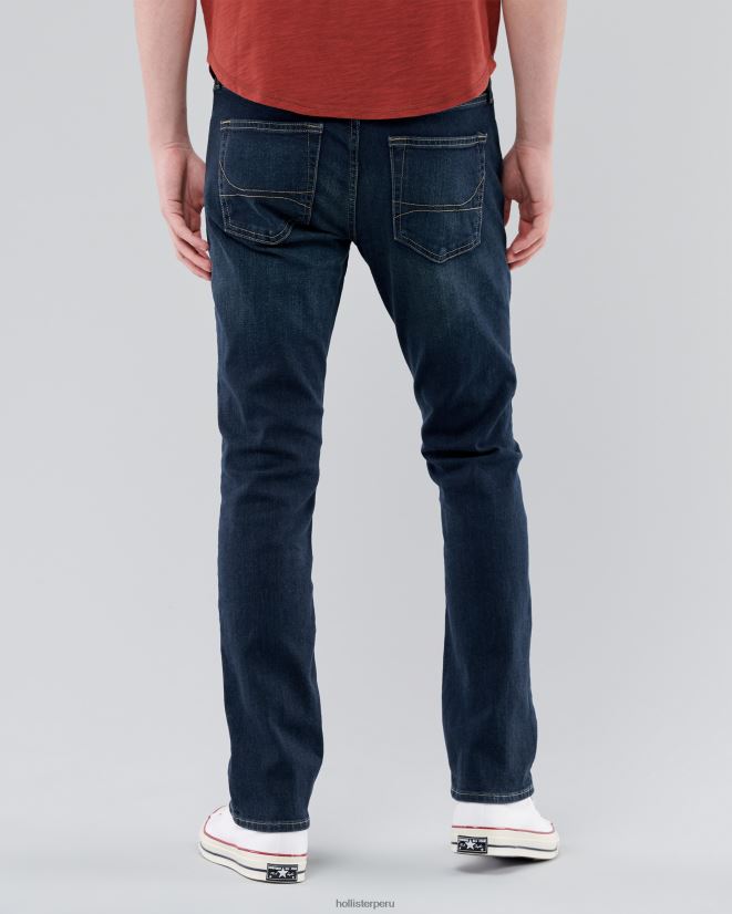 educación física Hollister jeans rectos slim sin decoloración negros sin desvanecimiento negro 086N621153 hombres fondos