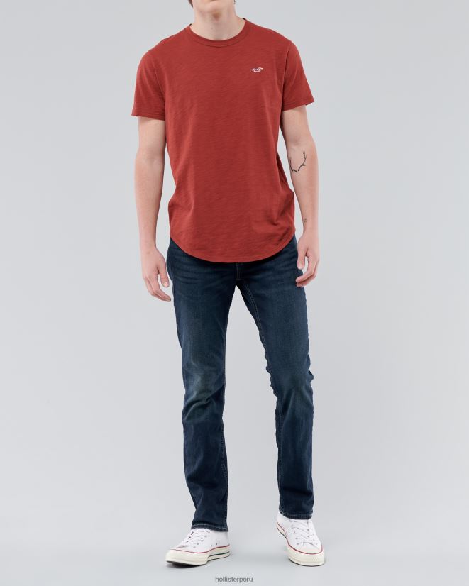 educación física Hollister jeans rectos slim sin decoloración negros sin desvanecimiento negro 086N621153 hombres fondos