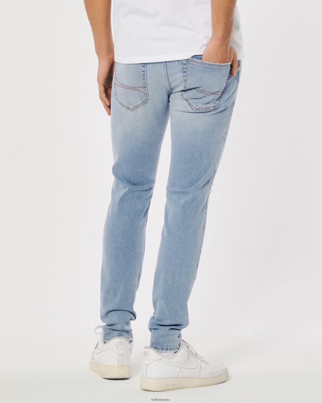 educación física Hollister vaqueros superajustados con lavado ligero y rotos lavado claro rasgado 086N621359 hombres fondos