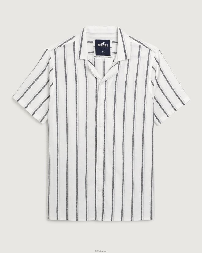 educación física Hollister camisa a rayas de manga corta raya blanca 086N621039 hombres tapas