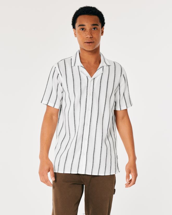 educación física Hollister camisa a rayas de manga corta raya blanca 086N621039 hombres tapas