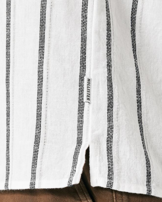 educación física Hollister camisa a rayas de manga corta raya blanca 086N621039 hombres tapas