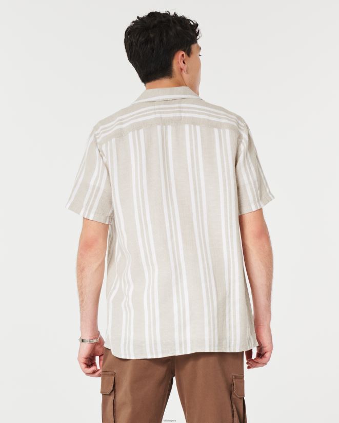 educación física Hollister camisa a rayas de manga corta raya bronceada 086N62841 hombres tapas